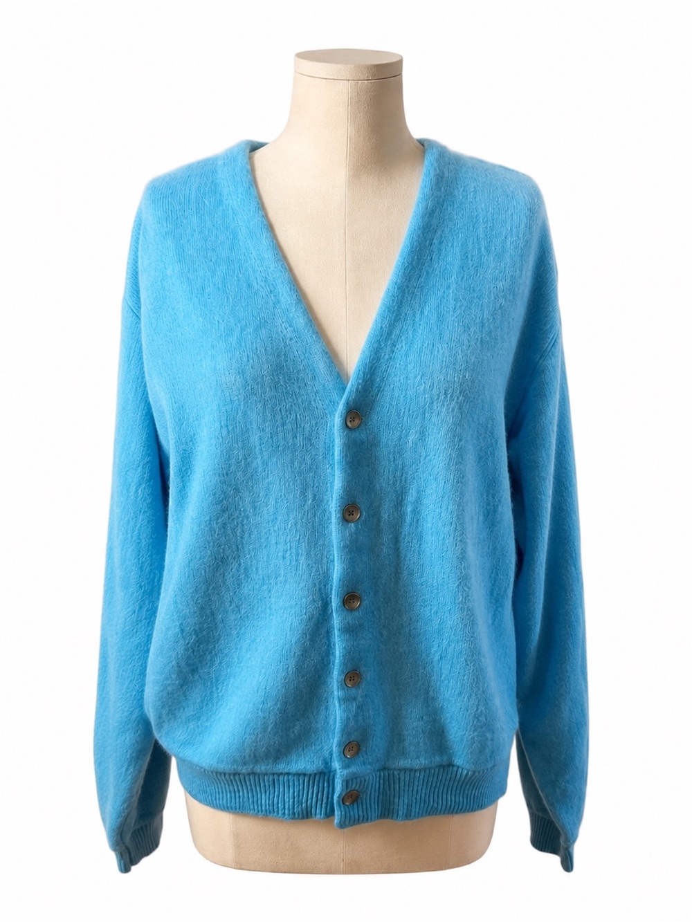 Brent Vintage Blue Mohair Cardigan Sweater Men’s XL Soft Grunge Grandpa Core